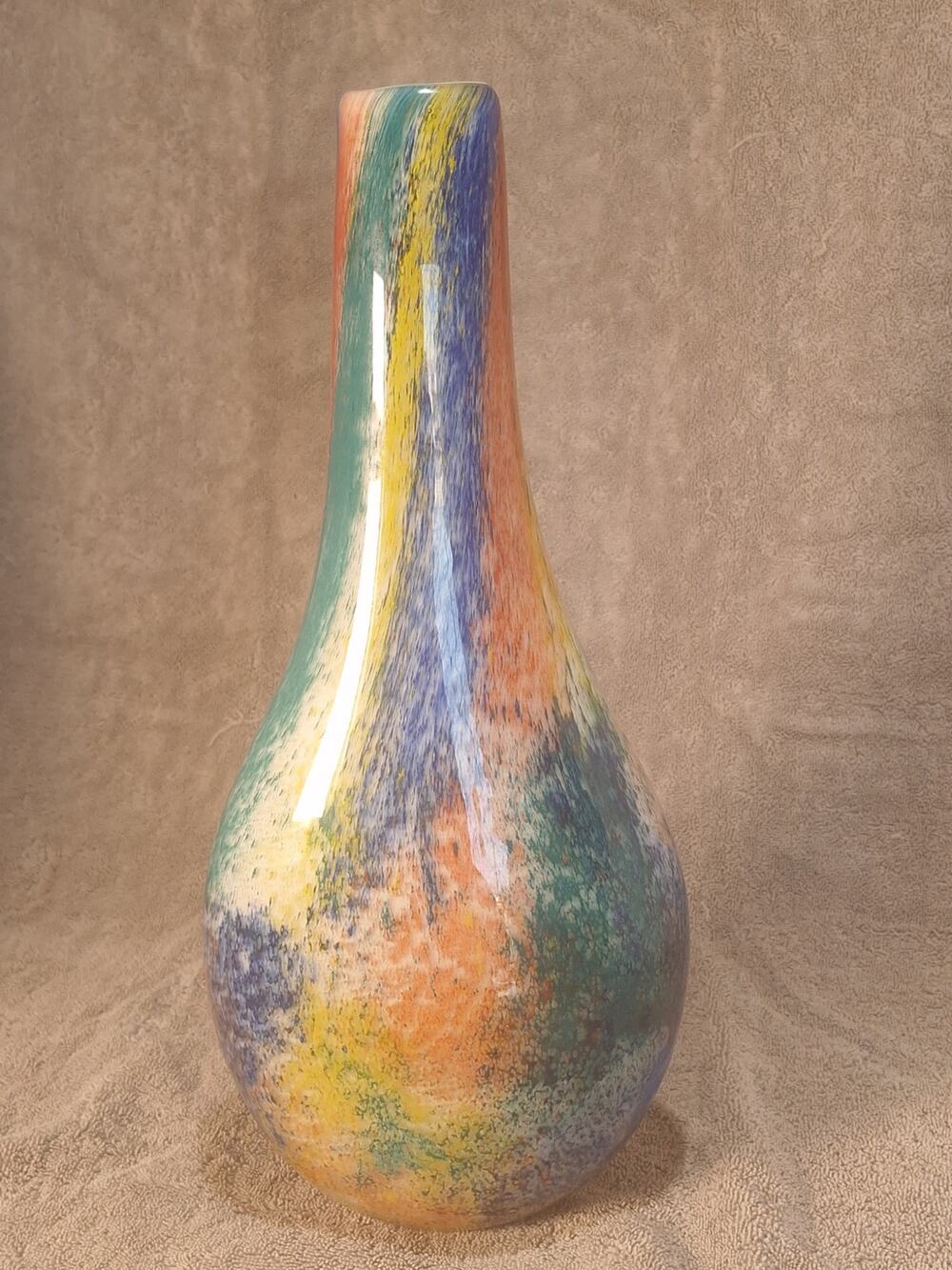 Alejandro KALIFANO Multicolor Art Glass Tall Bud Vase 16in- Near Mint condition
